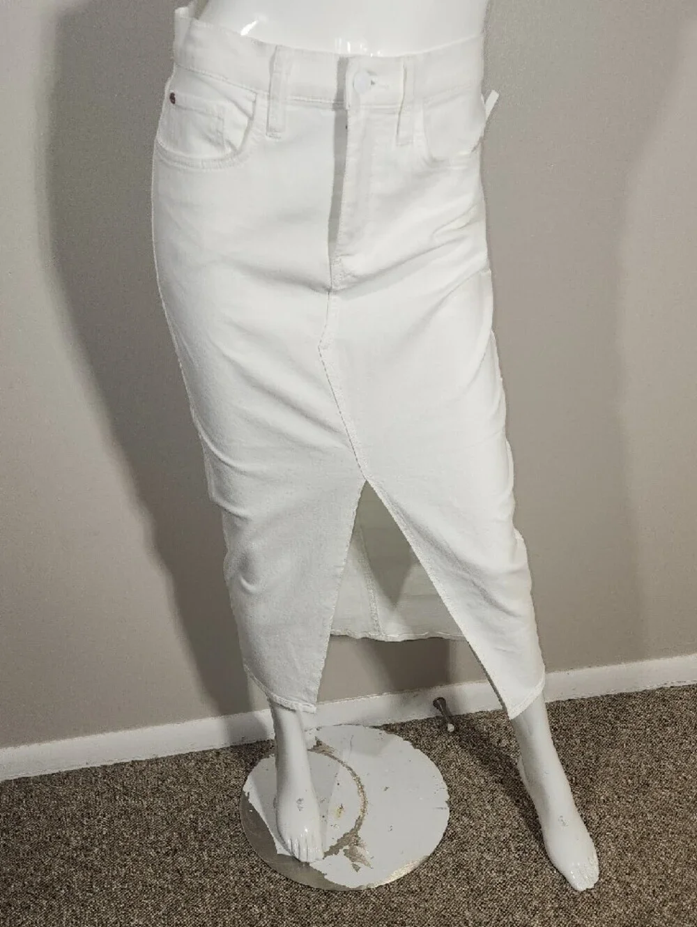 Hudson Jeans White Maxi Skirt with Front Slit